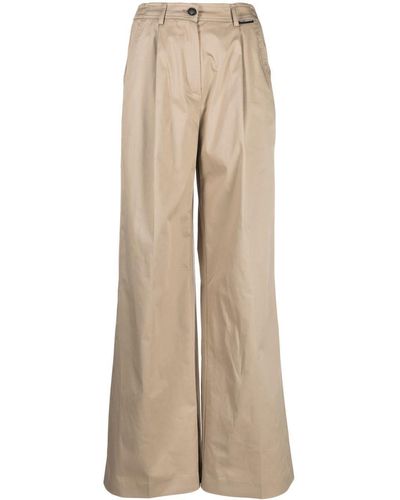 Karl Lagerfeld Wide-leg Cotton Trousers - Natural