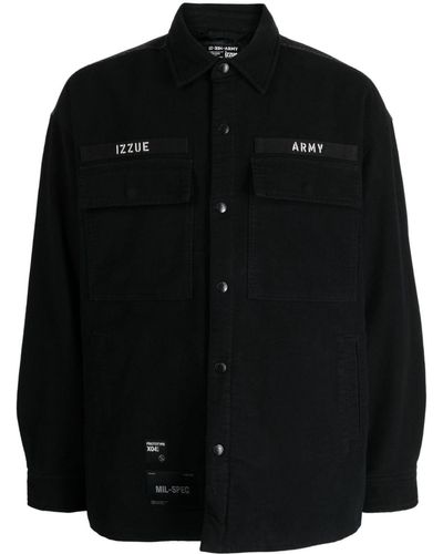 Izzue Slogan-print Denim Jacket - Black