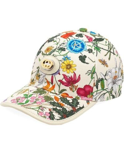 Gucci Floral Pattern Baseball Hat - White
