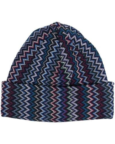 Missoni Zigzag Knit Beanie - Blue