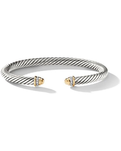 David Yurman 18kt Yellow Gold Cable Classics Diamond Bracelet - Metallic