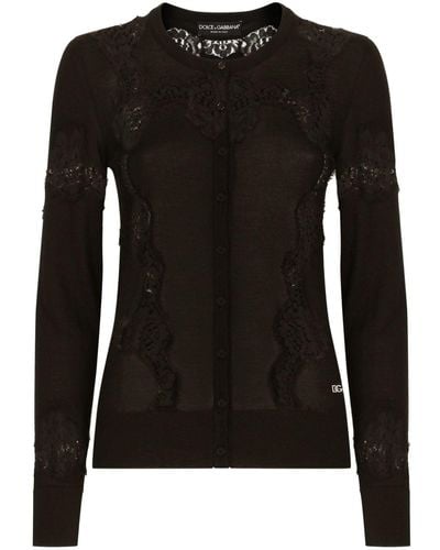 Dolce & Gabbana Lace-detail Panelled Cardigan - Black