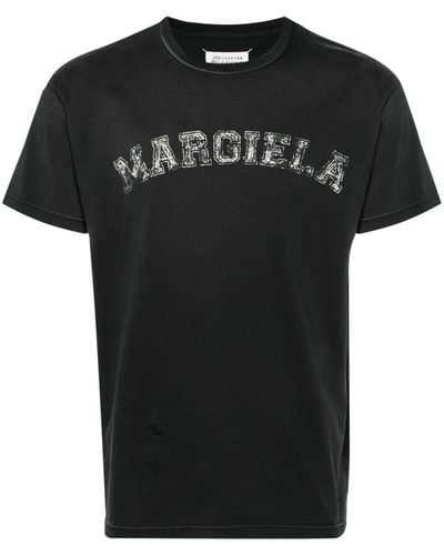 Maison Margiela T-shirt en coton à logo imprimé - Noir