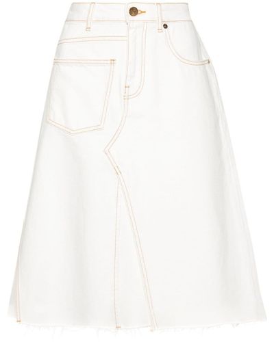 Tory Burch Deconstructed Denin Skirt - White