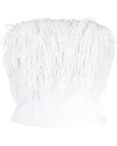 Patrizia Pepe Fur-detailing Strapless Top - White