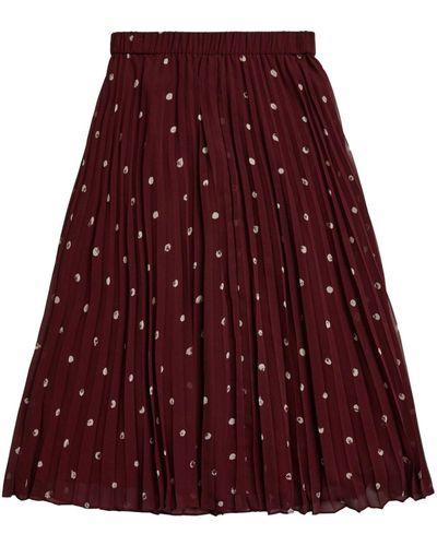 Jason Wu Polka-dot Print Pleated Skirt - Red