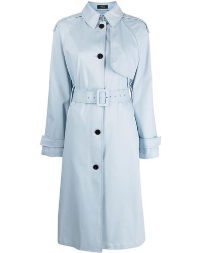 Theory Single-breasted Belted Trench Coat - Blue