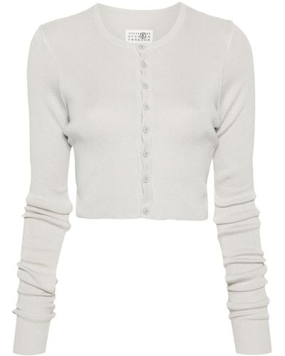 MM6 by Maison Martin Margiela Knitted Cropped Cardigan - White