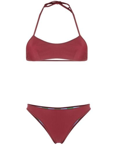 Sunnei Bikini reversible a rayas - Rojo