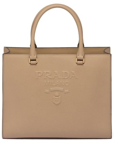 Prada logo-embossed Tote Bag - Farfetch