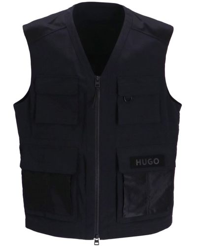 HUGO Logo-patch V-neck Cargo Gilet - Black