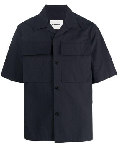 Jil Sander Short-Sleeved Overshirt With Patch Pockets - Blue