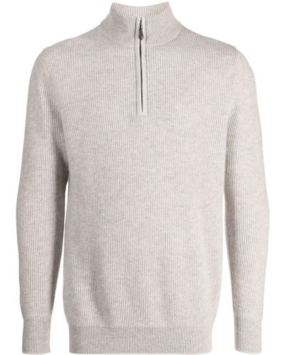 N.Peal Cashmere Ribbed Cashmere Sweater - White