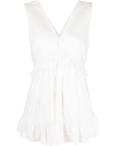 See By Chloé Ruffled V-neck Sleeveless Blouse - White