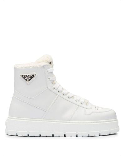 Prada Sneakers alte con logo - Bianco
