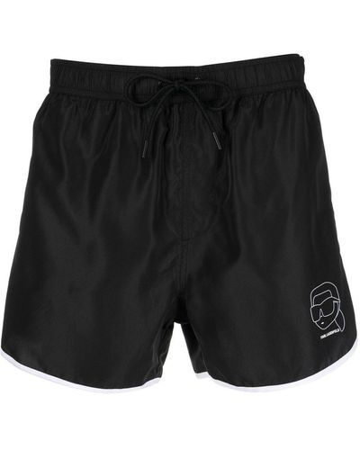 Karl Lagerfeld Ikonik Karl Logo-print Swim Shorts - Black