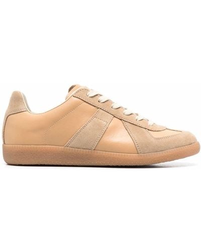 Maison Margiela Neutral Panelled Leather Trainers - Pink