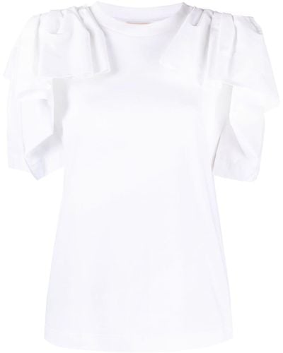 Alexander McQueen Drapiertes T-Shirt - Weiß