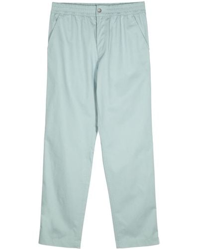 Maison Kitsuné Elasticated-waistband Straight-leg Cotton Trousers - Blue