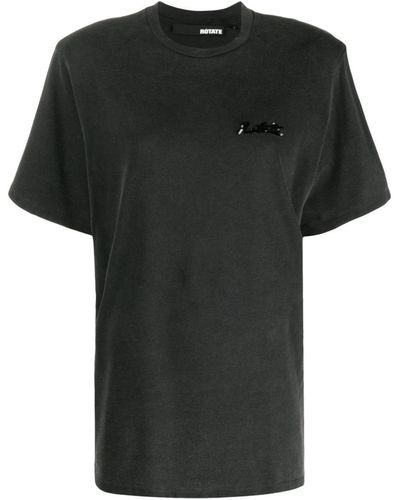 ROTATE BIRGER CHRISTENSEN スパンコール ロゴ Tシャツ - ブラック