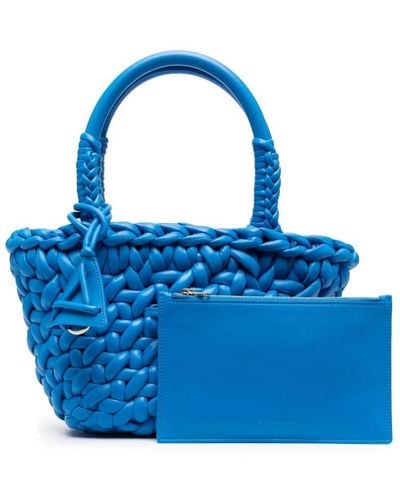 Alanui Interwoven-design Small Leather Tote Bag - Blue