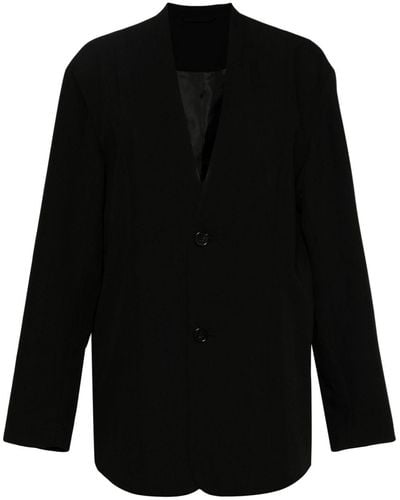 Izzue Collarless V-neck Jacket - Black