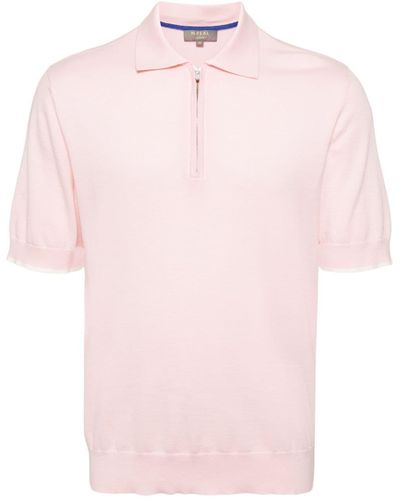 N.Peal Cashmere Poloshirt mit Reißverschluss - Pink