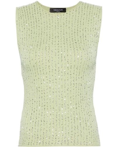 Fabiana Filippi Ribbed-knit Cotton Top - Green