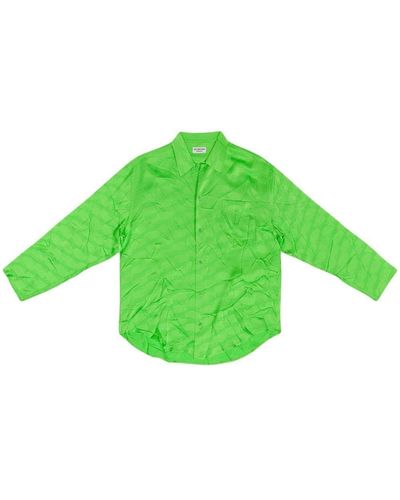 Balenciaga Bb Monogram-jacquard Shirt - Green