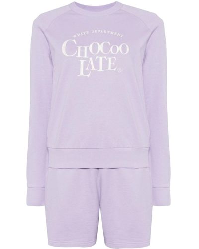 Chocoolate Logo-embroidered Tracksuit Set - Purple