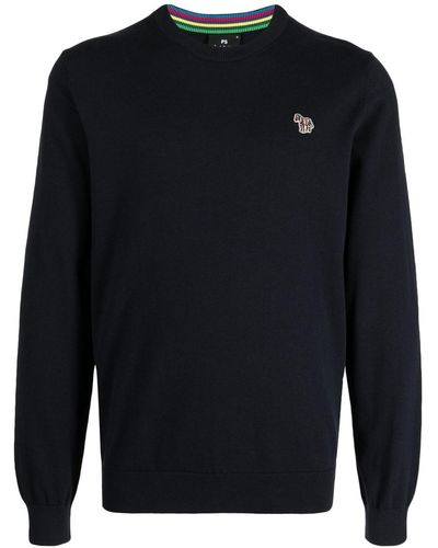 PS by Paul Smith Logo-patch Cotton Sweatshirt - Blue