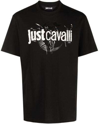 Just Cavalli T-shirt en coton à logo imprimé - Noir