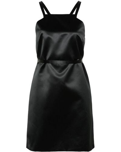 Patou Belted Satin Mini Dress - Black
