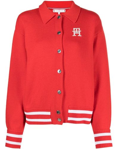 Tommy Hilfiger Logo-embroidered Ribbed-knit Cardigan