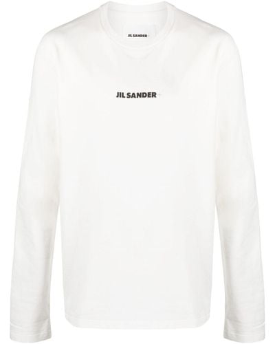 Jil Sander Langarmshirt mit Logo-Print - Weiß