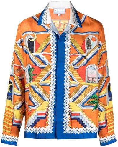 Casablancabrand Print Silk Shirt Escalier Infinite - Multicolour
