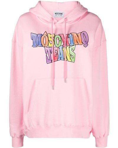Moschino Jeans Hoodie Met Logoprint - Roze
