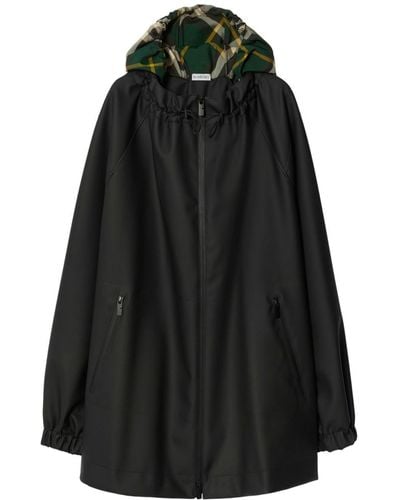 Burberry Vintage-check Hooded Parka Coat - Black