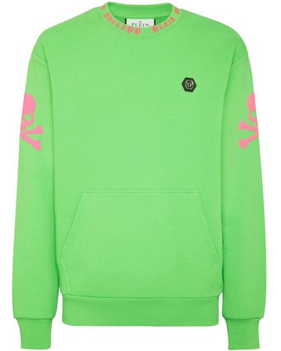 Philipp Plein Sweater Met Doodskopprint - Groen