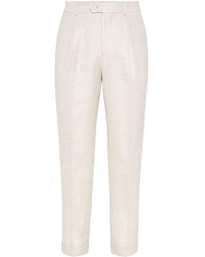 Brunello Cucinelli Pantalones de vestir con detalle plisado - Neutro