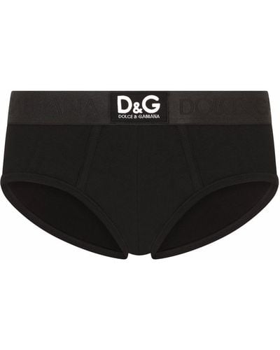 Dolce & Gabbana Brando Logo-patch Ribbed Briefs - Black