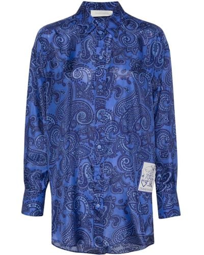 Zimmermann Ottie Silk Shirt - Blue