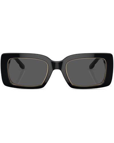 Tory Burch Logo-plaque Rectangle-frame Sunglasses - Black