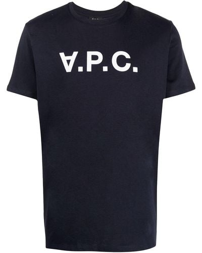 A.P.C. T-Shirt mit Logo-Print - Blau