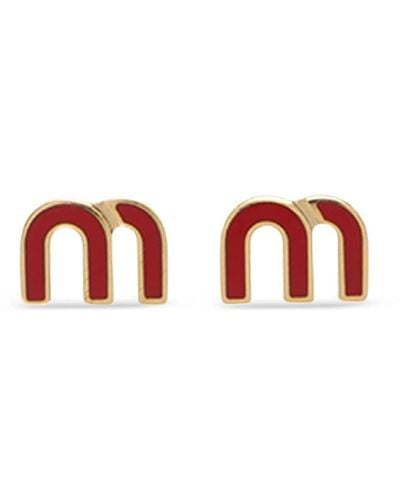 Miu Miu Monogram Stud Earrings - White