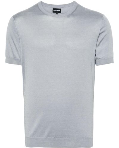 Giorgio Armani Short-sleeve Fine-knit Sweater - Grey