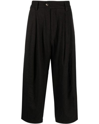 Ziggy Chen Pleated Virgin Wool Drop-crotch Pants - Black