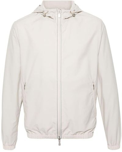 Eleventy Lightweight Hooded Jacket - White