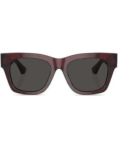 Burberry Chequered Wayfarer-frame Sunglasses - Grey