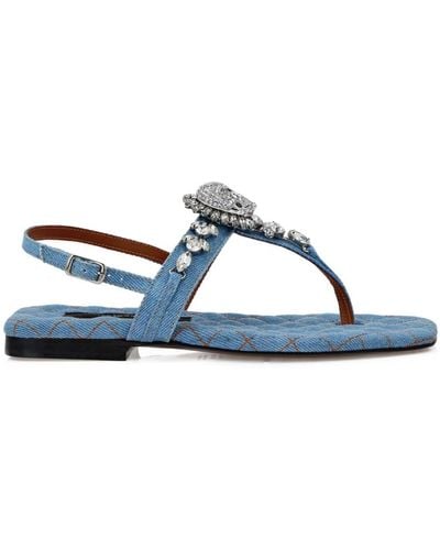 Philipp Plein Flache Sandalen mit Totenkopf - Blau